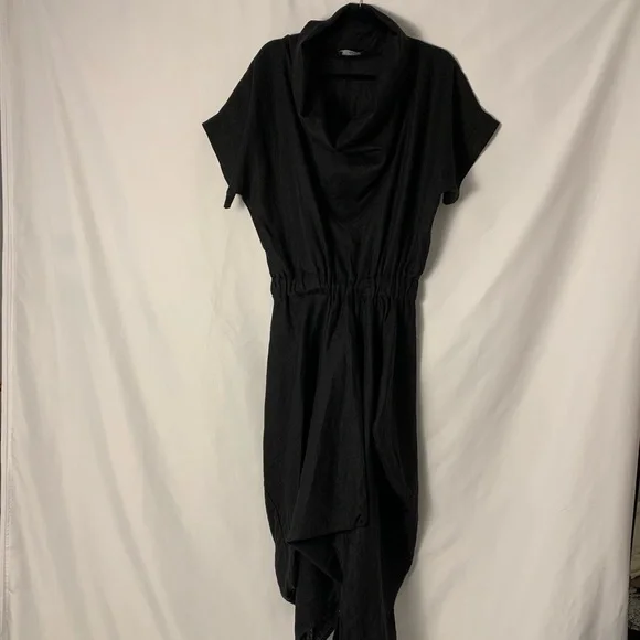 METAMORPHOZA Cowl Neck 100% Linen Asymmetrical Dress - Picture 2 of 10